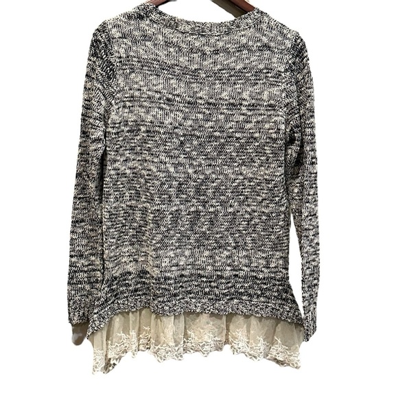 Altar’d State Knit Sweater With Lace Hem Women’s Size S/M Black And Cream - Picture 5 of 9